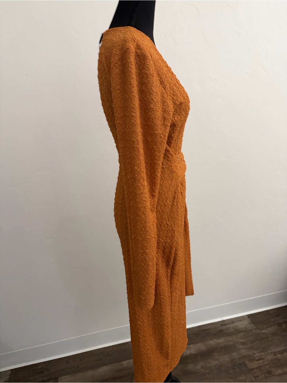 Fashion Nova Burnt Orange Wrap Midi Dress - Picture 3 of 3